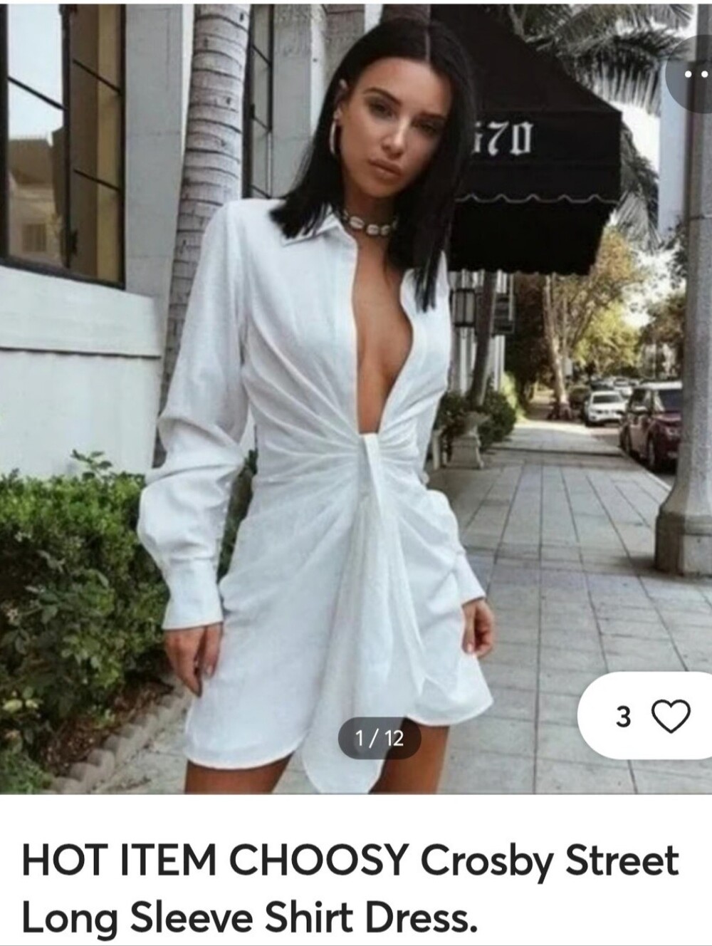 Choosy White Plunge-Front Crosby St  Mini Dress-6